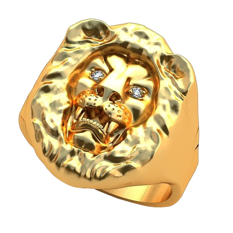Перстень Неуловимый лев с бриллиантами - фото