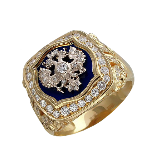 Перстень с эмалью и бриллиантами Герб - фото