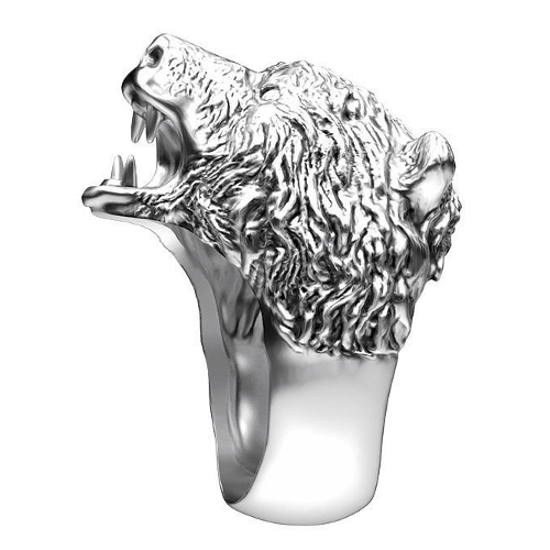 Перстень из серебра Медведь - фото