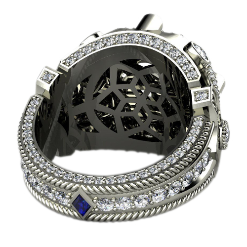 Перстень с бриллиантами и сапфиром - фото